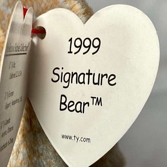 Ty Beanie Baby 1999 Signature Bear Retire P.E. Pellets Tag Errors MWMT Rare Vtg - Picture 8 of 13